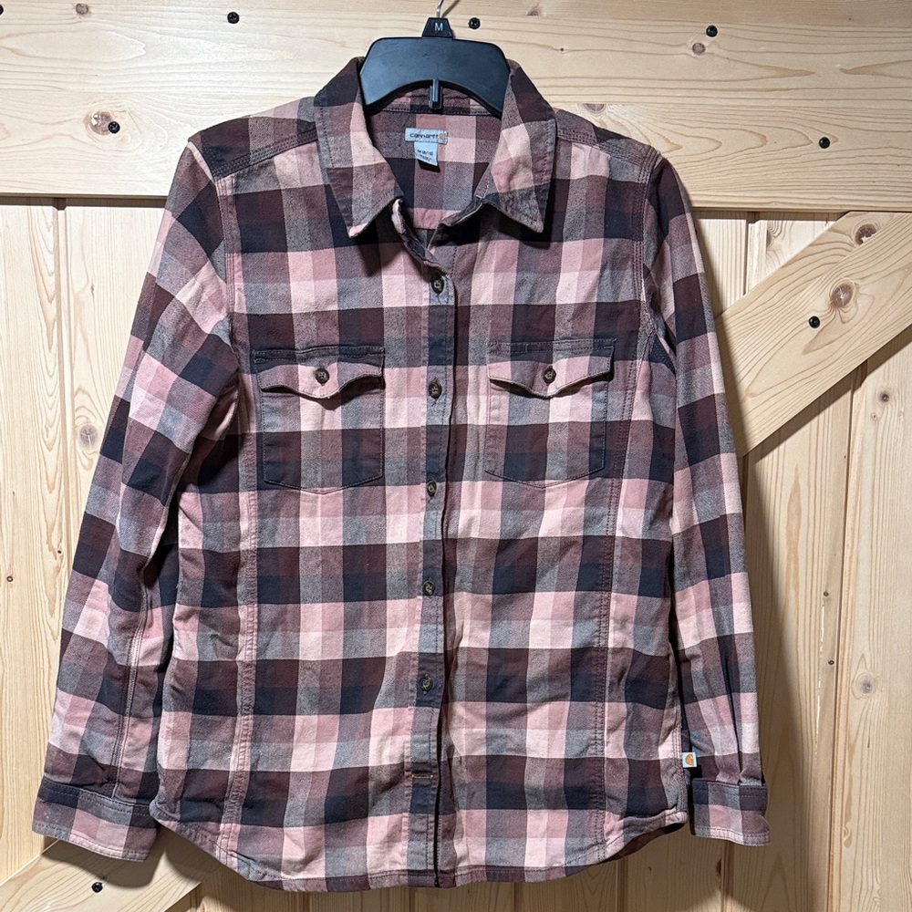 Carhartt Pink and Brown Plaid Shirt